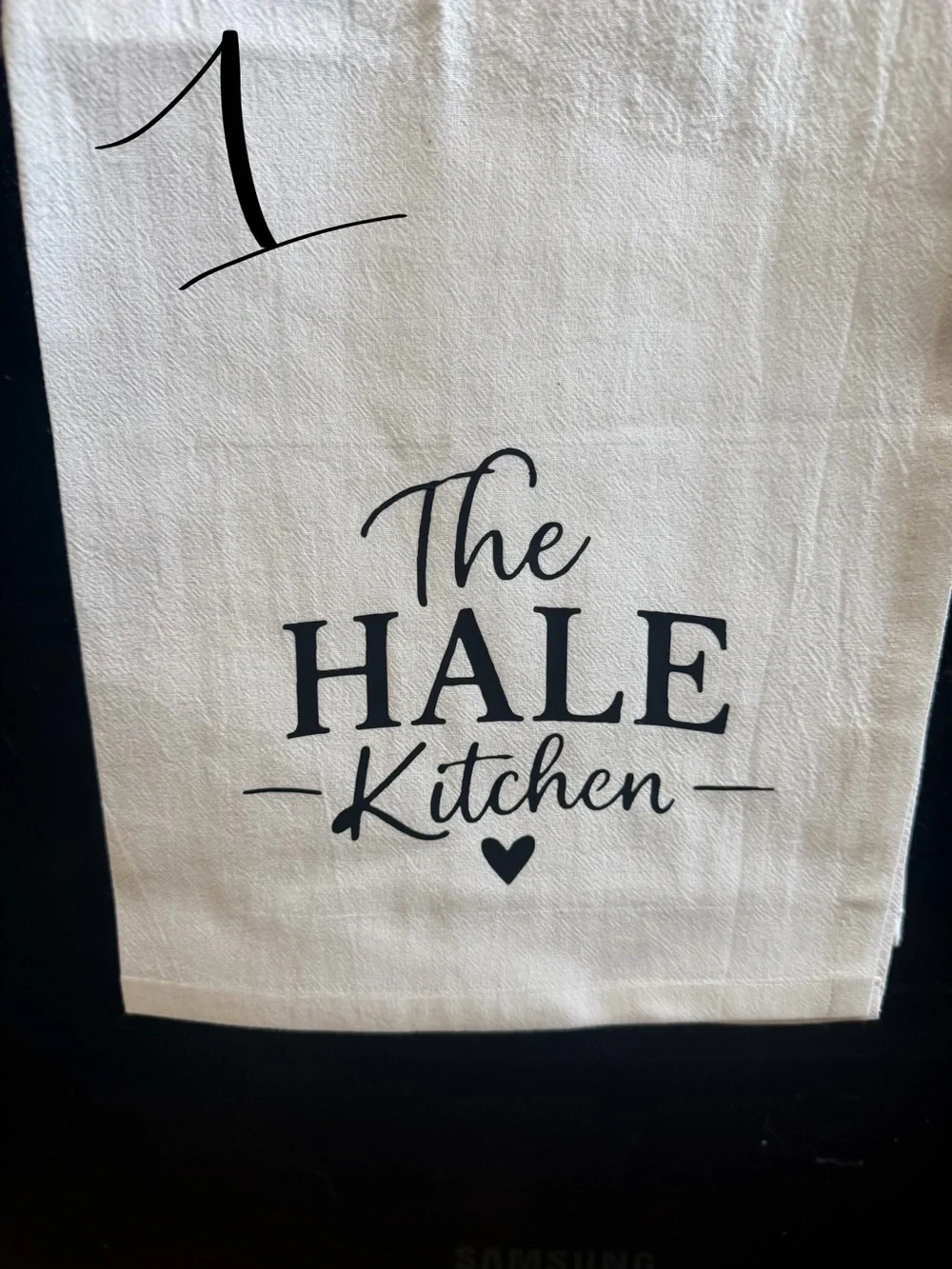 Personalized Kitchen Personalized Cotton Tea Towel - White with Black Print